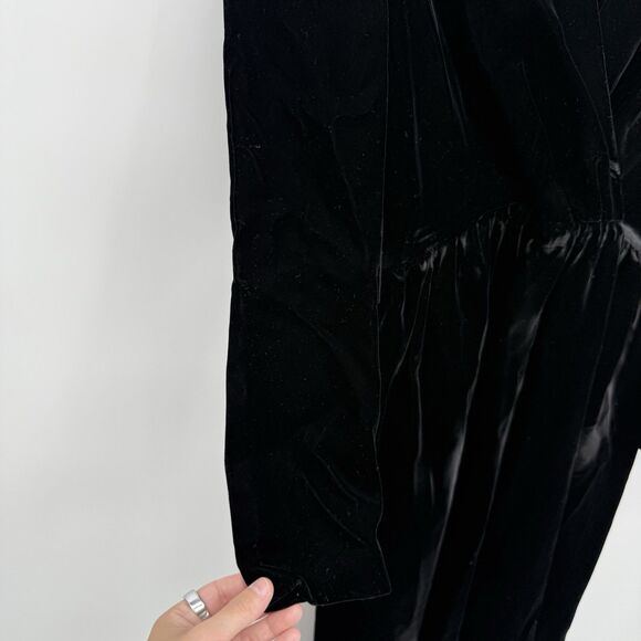 Tanner Vintage Black Velvet Long Sleeve Formal Dress Size 6 Evening - Picture 4 of 13